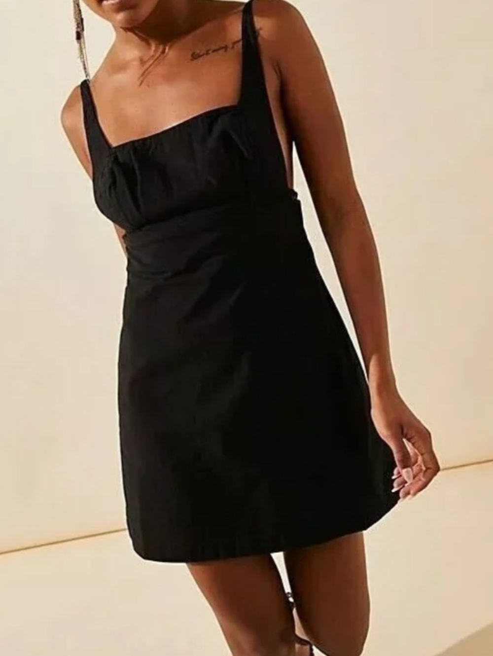 Free People Black Linen Mini Dress XS
